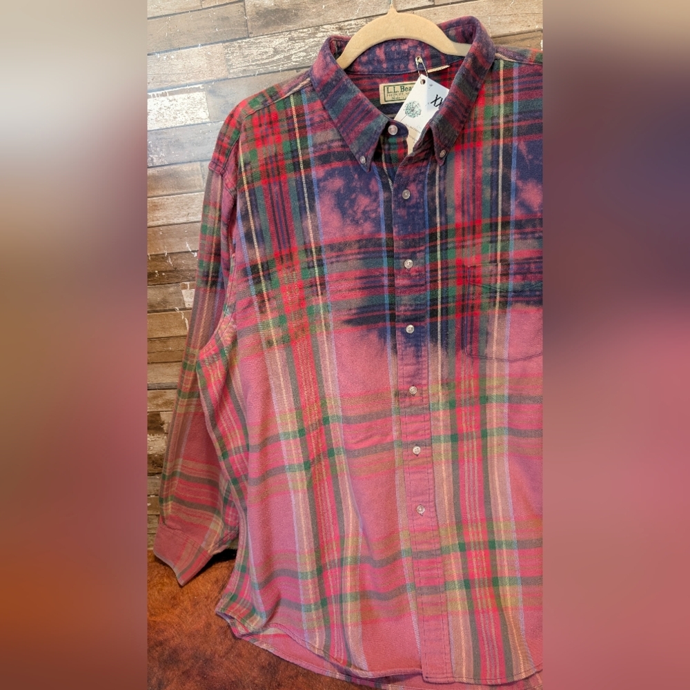 Incubus Graphic Upcycled Dip Dye Bleached Flannel Shirt - Picture 11 of 14